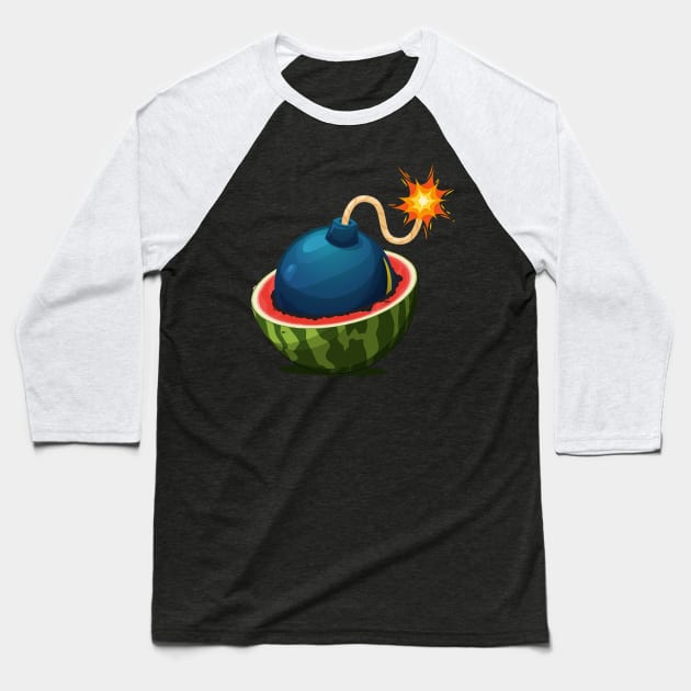 Watermelon Bomb Baseball T-Shirt by vadastu